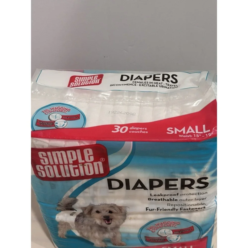 Simple‎ Solution True Fit Dog Diapers Female Small 30 Count Disposable White